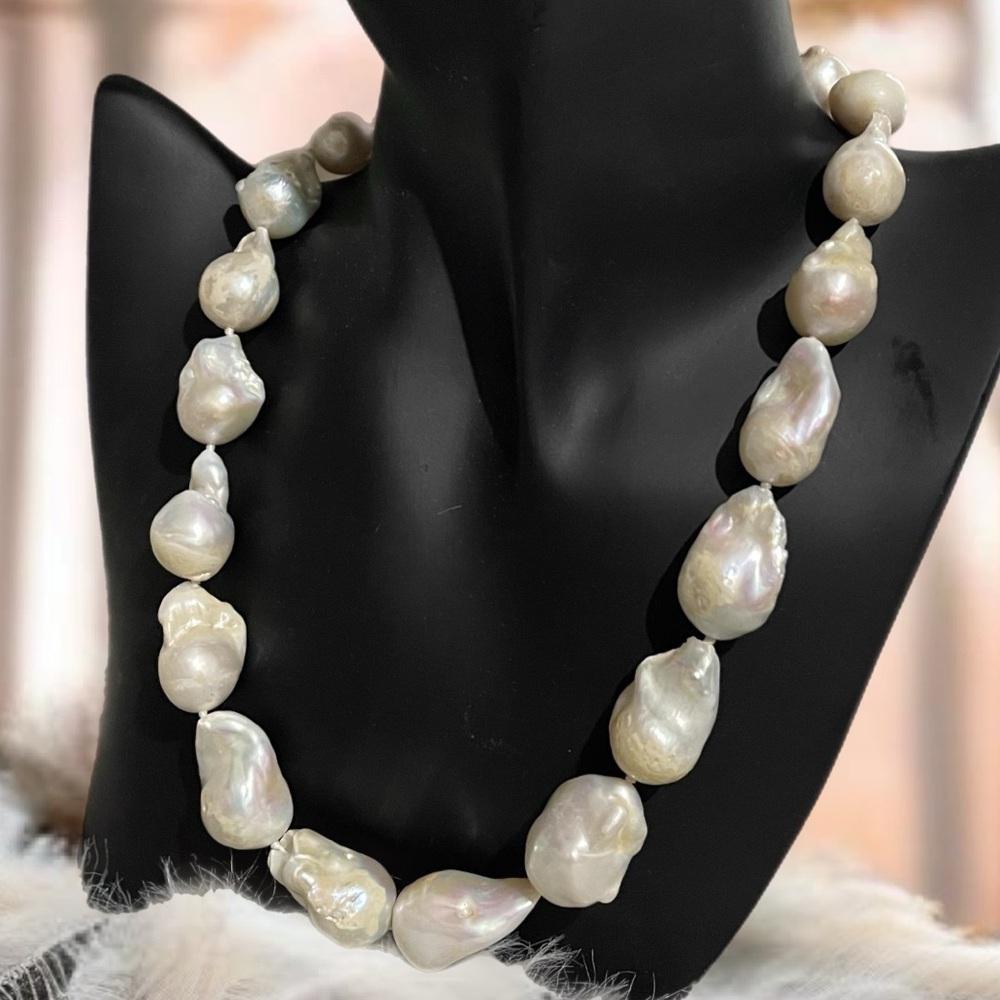 Genuine Natural Irregular Baroque Freshwater Pearl Large Choker Necklace